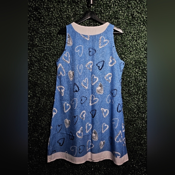 SHEIN Blue Heart Print Dress - Picture 3 of 4